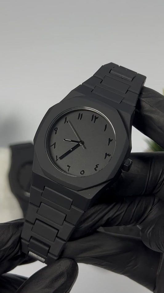 Black Aura Arabic Watch – Minimalist Elegance, Timeless Heritage